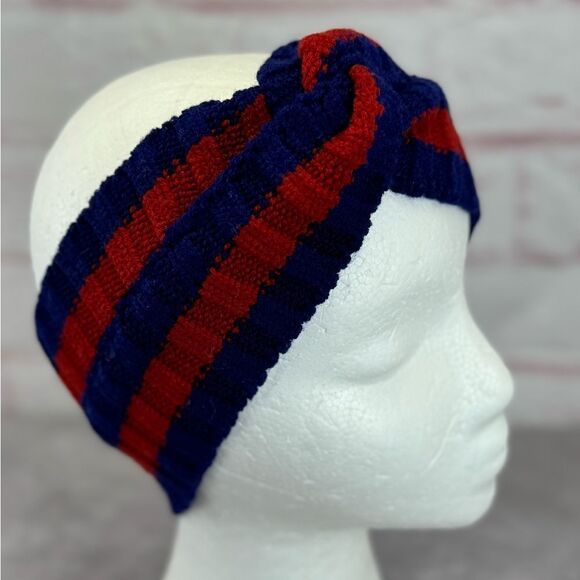 NWT GUCCI Web Knot Knit Wool Twist Red & Blue Headband - Picture 4 of 10